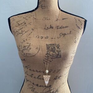 Jane Marie Gold Tone Triangle‎ Pendant Necklace White Gemstone